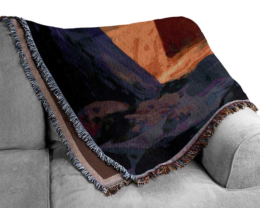 The Pyramids At Dusk Woven Blanket