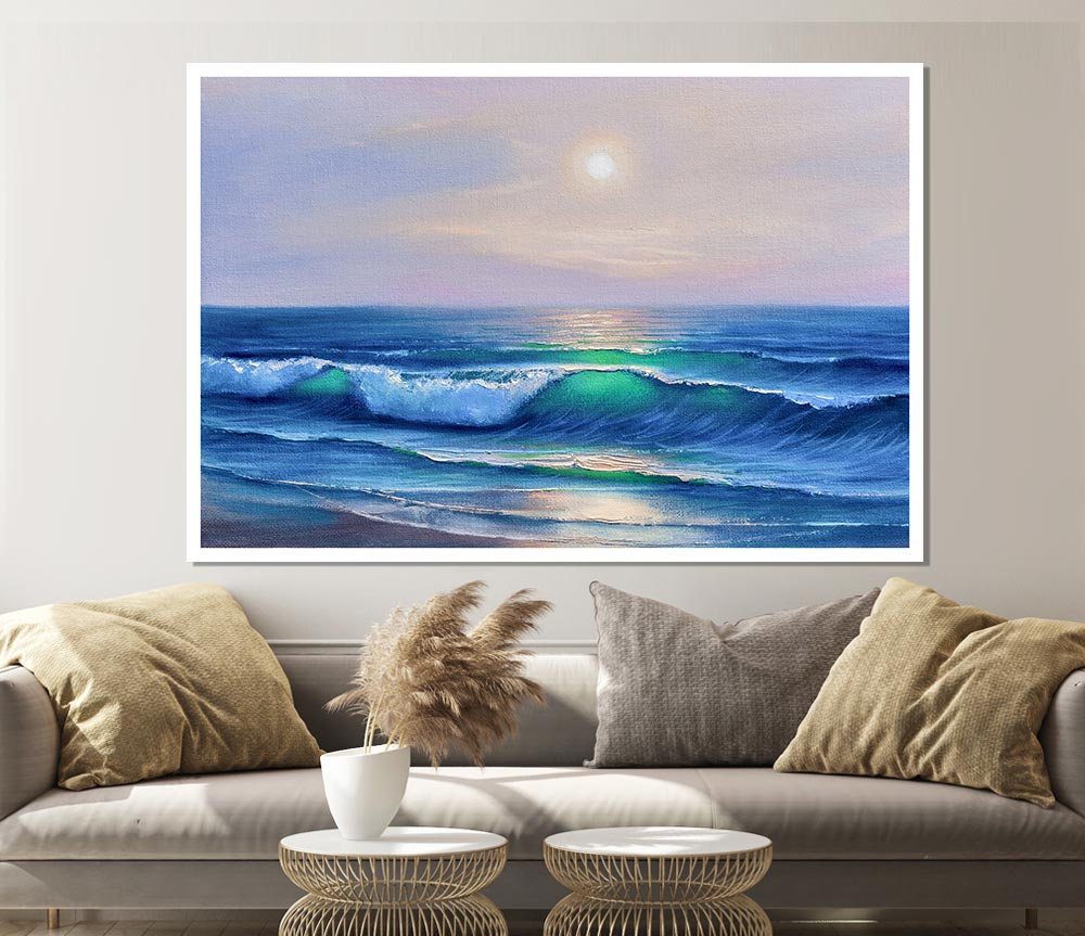 The Waves At Dusk Print Poster Wall Art