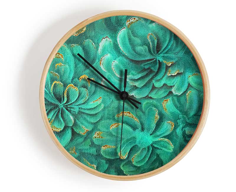 Green Leaves Above Clock - Wallart-Direct UK