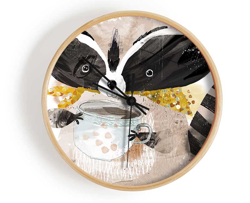 Racoon Cup Of Tea Clock - Wallart-Direct UK