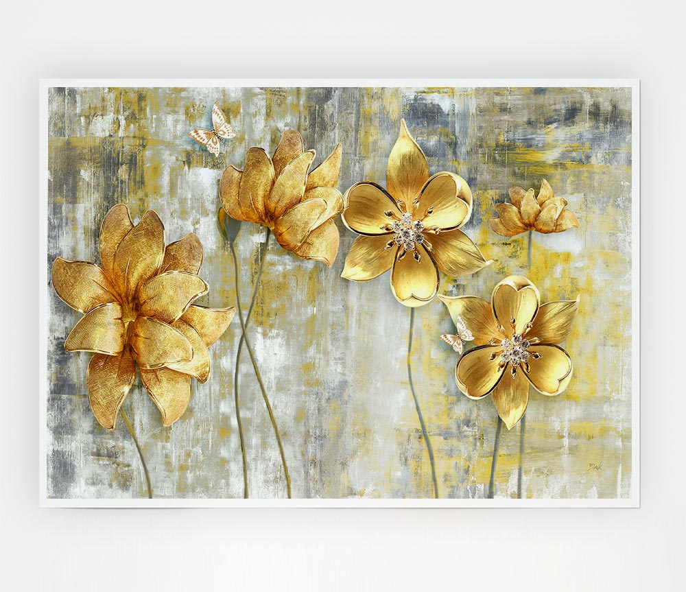 Yellow Flowers Beauty Print Poster Wall Art