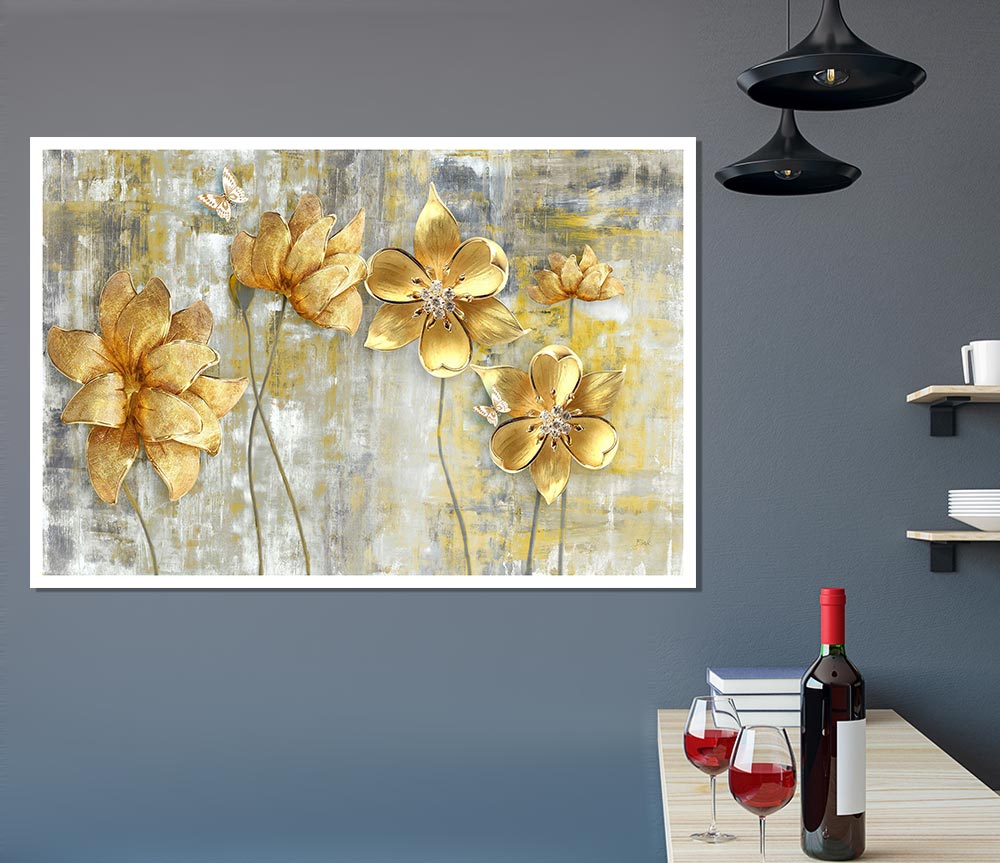 Yellow Flowers Beauty Print Poster Wall Art