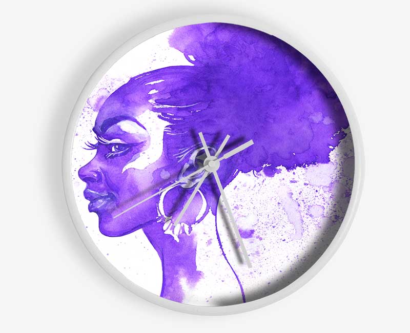 Purple Ink Drawing Face Clock - Wallart-Direct UK