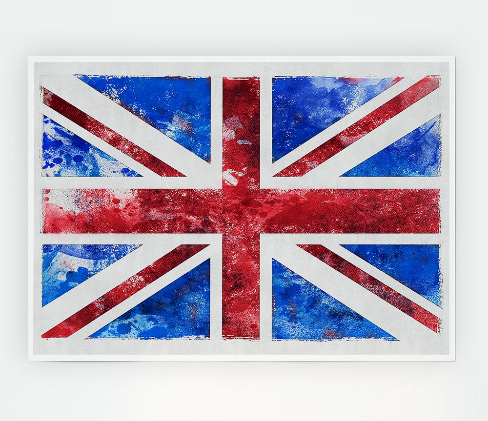 Union Jack Washed Out Print Poster Wall Art