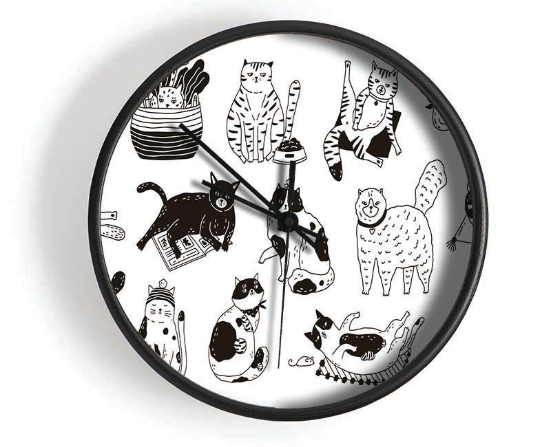 Collection Of Funny Cats Clock - Wallart-Direct UK