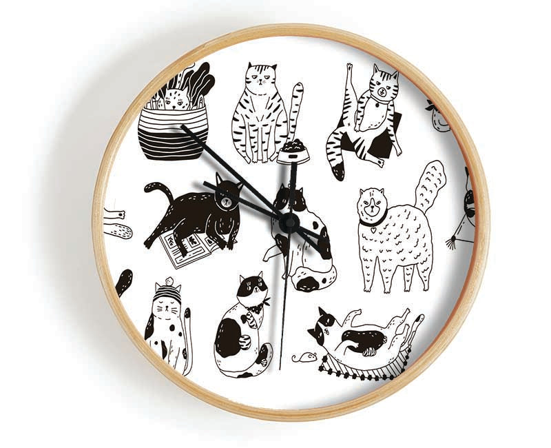 Collection Of Funny Cats Clock - Wallart-Direct UK