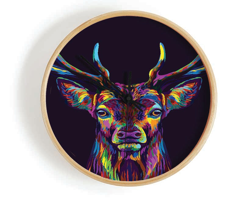 The Colourful Stag Clock - Wallart-Direct UK