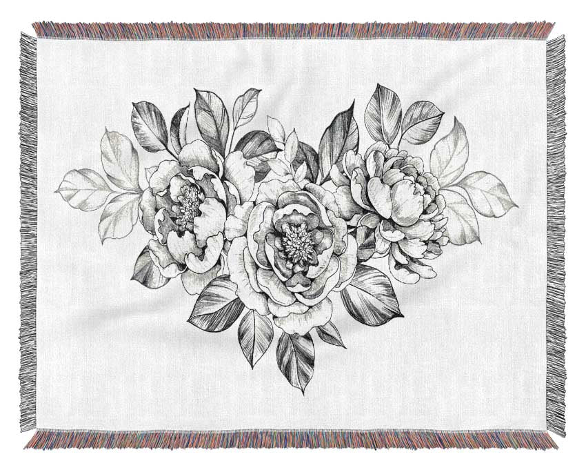 Three Roses Illustration Woven Blanket