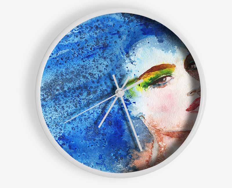 Blue Haired Woman Clock - Wallart-Direct UK