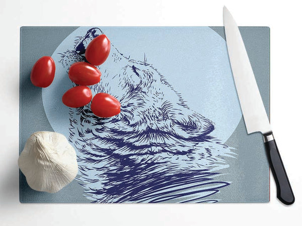 Howling Wolf At Night Glass Chopping Board