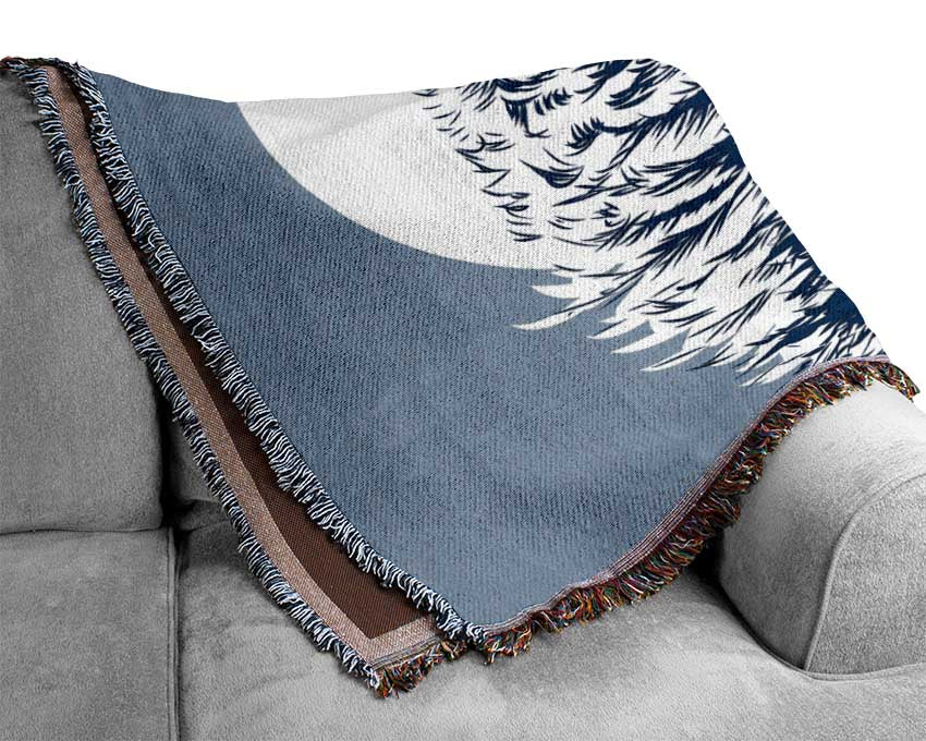 Howling Wolf At Night Woven Blanket