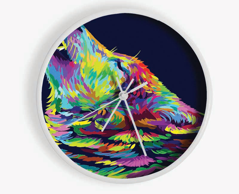 Howling Wolf In Colour Clock - Wallart-Direct UK