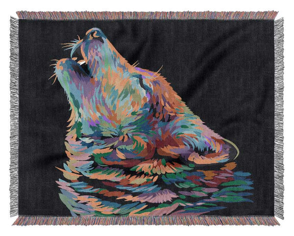 Howling Wolf In Colour Woven Blanket