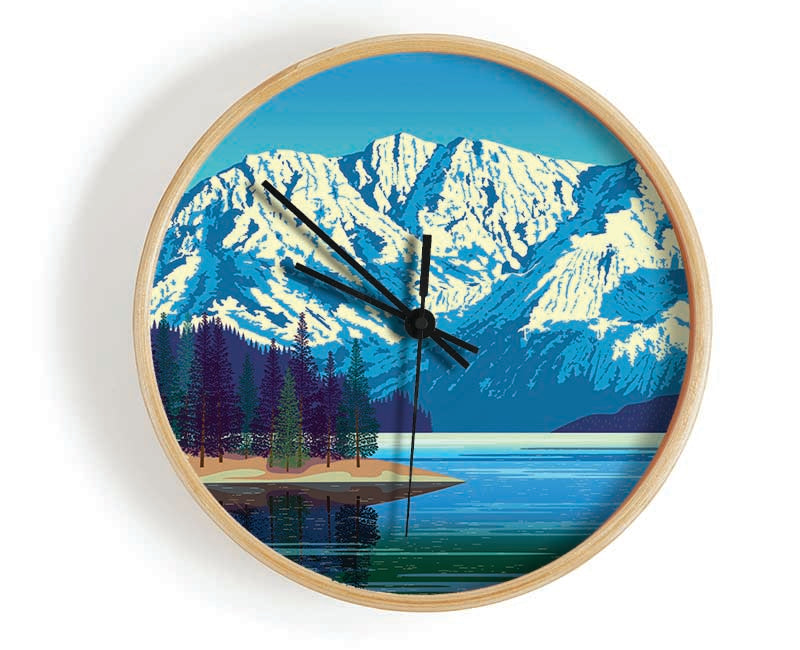 The Snow Lake Mountain Clock - Wallart-Direct UK