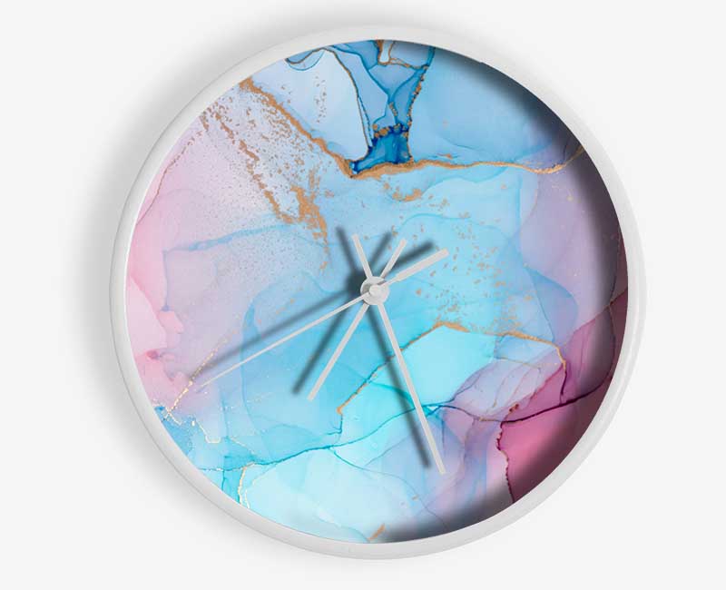 Pink And Blue Fusion Glitter Clock - Wallart-Direct UK