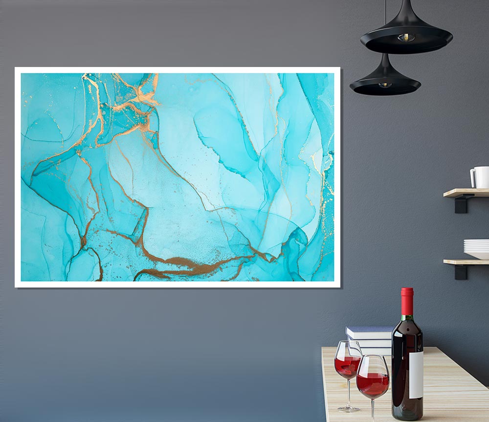 Aqua Fusion Glitter Print Poster Wall Art