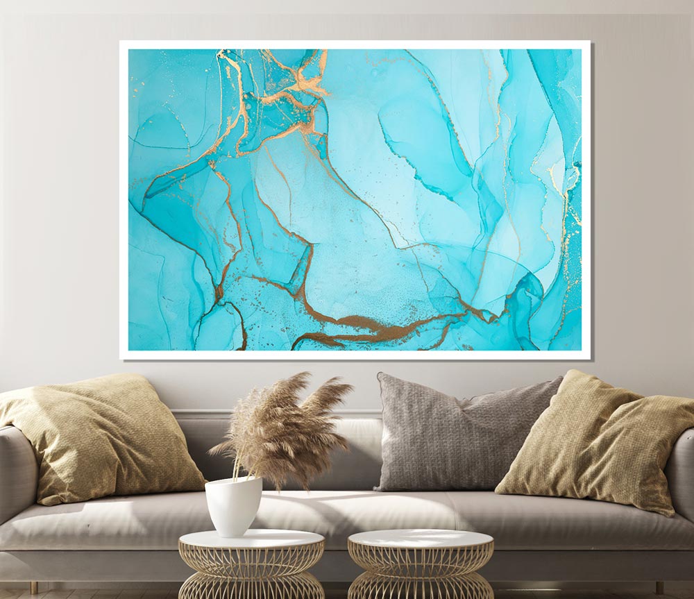 Aqua Fusion Glitter Print Poster Wall Art