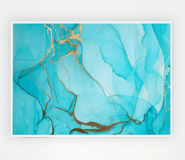 Aqua Fusion Glitter Print Poster Wall Art