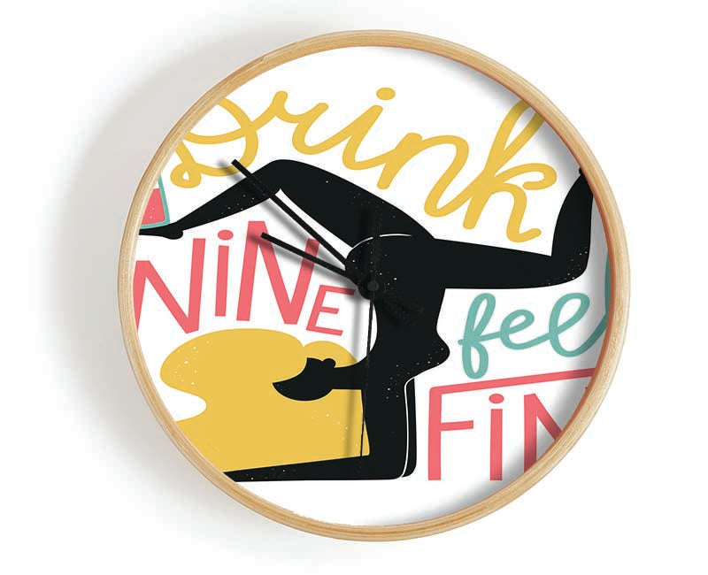 Drink Wine Feel Fine Clock - Wallart-Direct UK