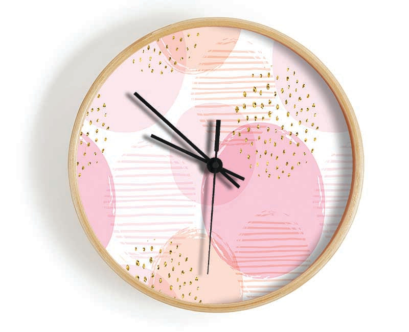 Peach Circles And Dots Clock - Wallart-Direct UK