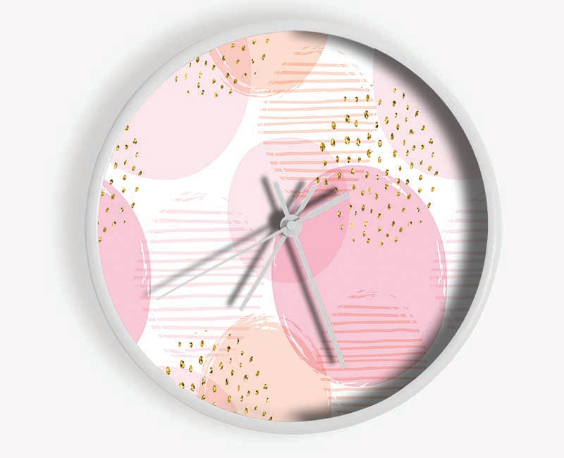 Peach Circles And Dots Clock - Wallart-Direct UK