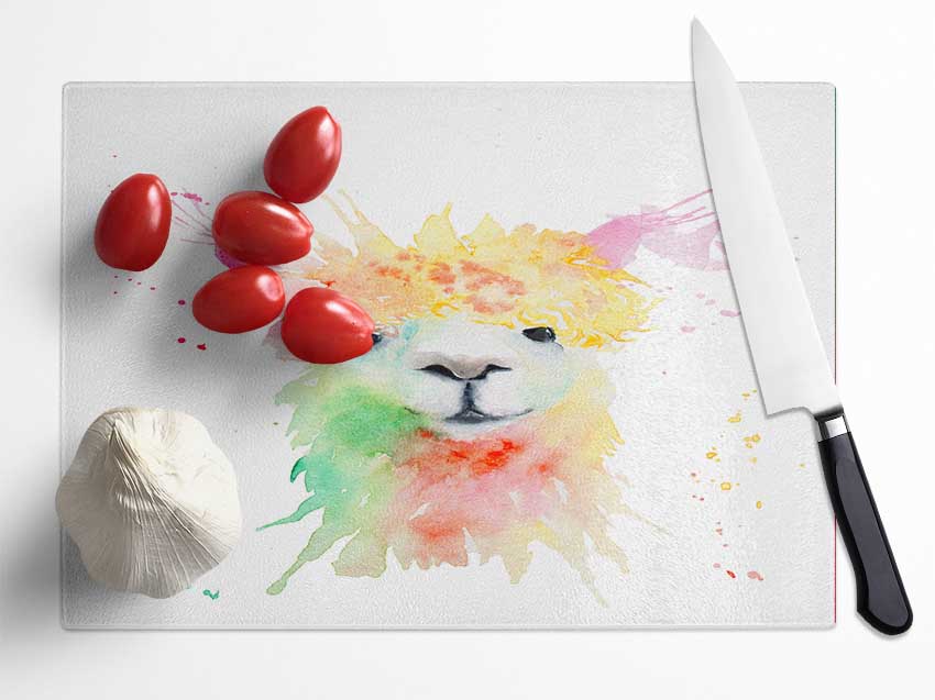 Splatter Colour Alpaca Glass Chopping Board