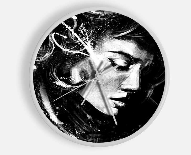 In The Dark Looking Down Woman Clock - Wallart-Direct UK