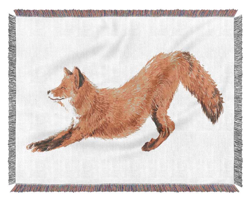 The Fox Crouching Woven Blanket