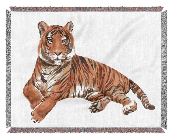 Tiger Laying Down Woven Blanket