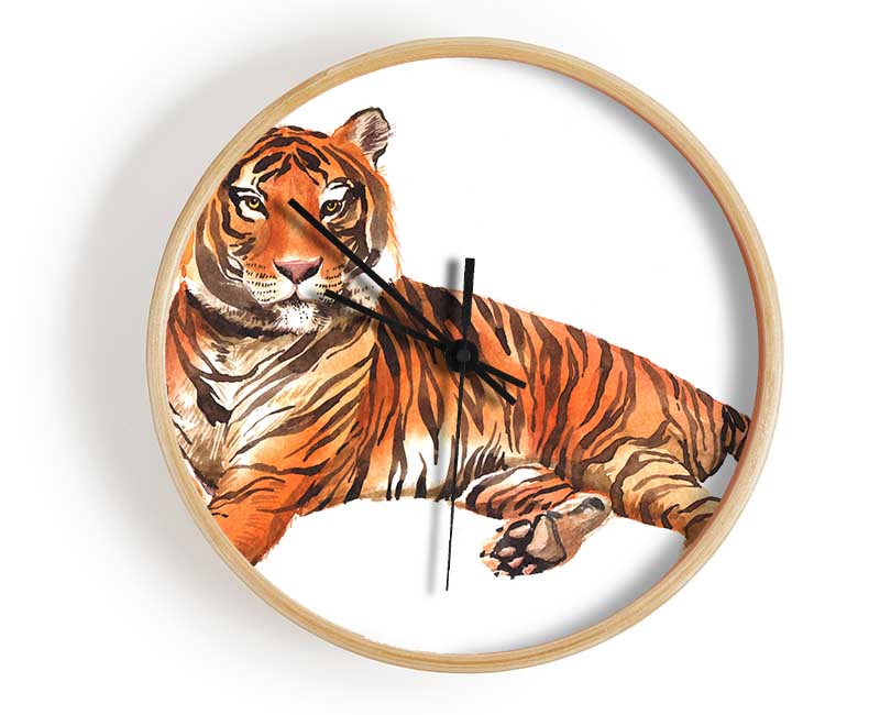 Tiger Laying Down Clock - Wallart-Direct UK