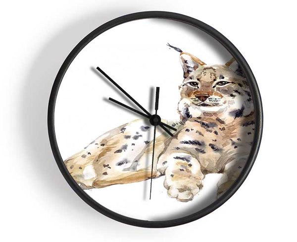 Lynx Laying Down Clock - Wallart-Direct UK