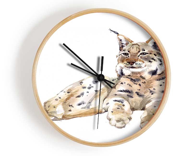 Lynx Laying Down Clock - Wallart-Direct UK