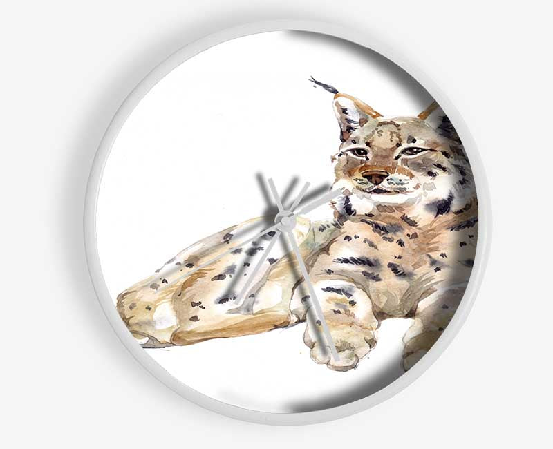 Lynx Laying Down Clock - Wallart-Direct UK