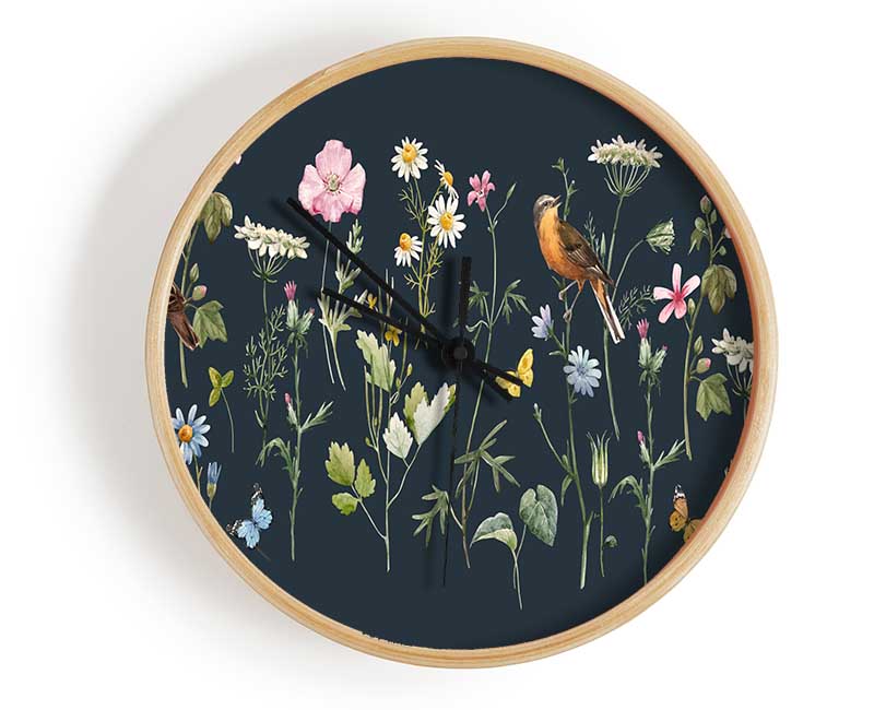 Flowers In The Dark Clock - Wallart-Direct UK