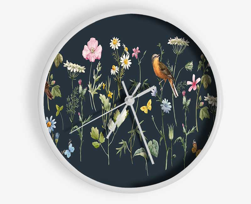 Flowers In The Dark Clock - Wallart-Direct UK