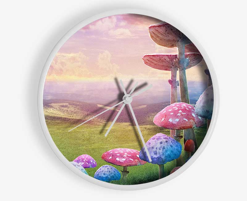 Tall Mushrooms In The Valley Clock - Wallart-Direct UK