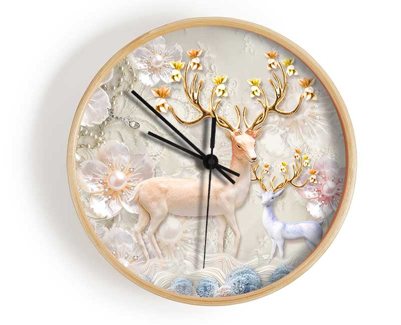 The Majestic Deer And Doe Clock - Wallart-Direct UK