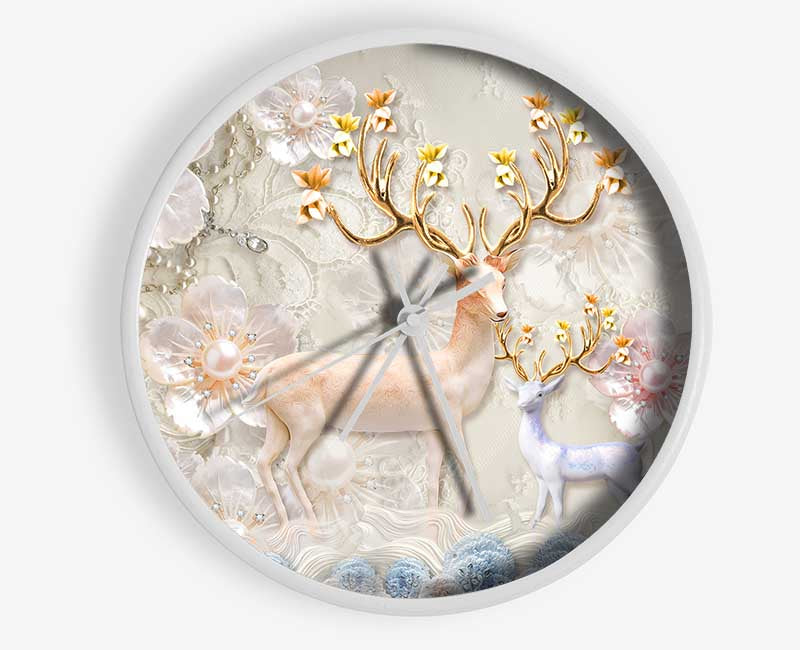 The Majestic Deer And Doe Clock - Wallart-Direct UK