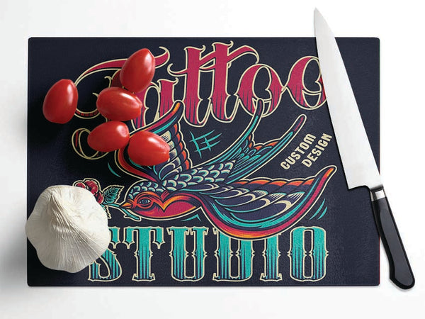 The Awesome Tattoo Studio Glass Chopping Board