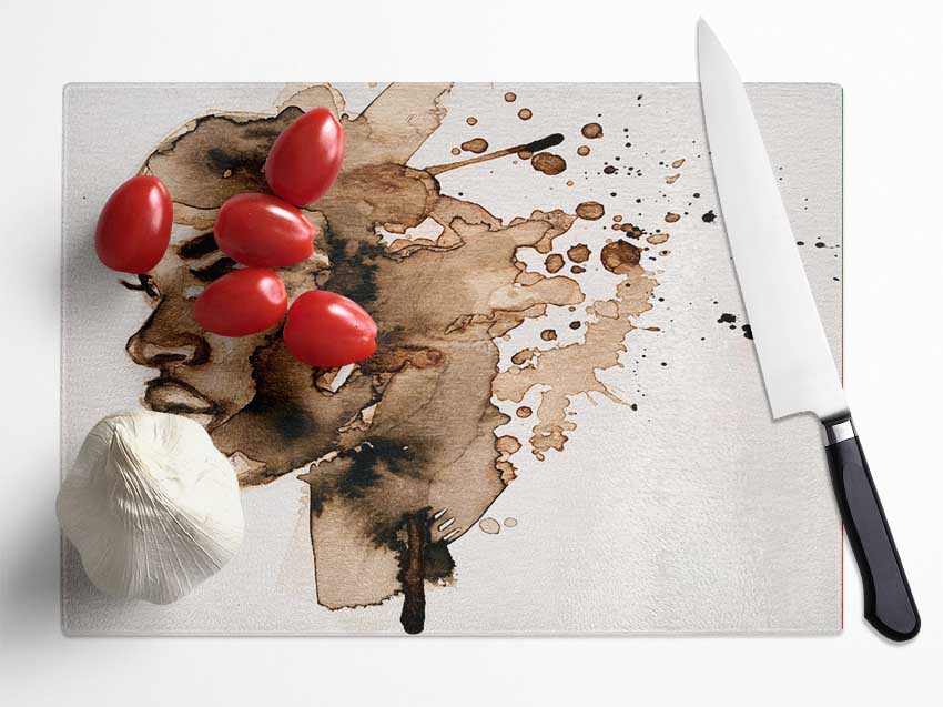 The Splatter Of Ink Portrait Glass Chopping Board