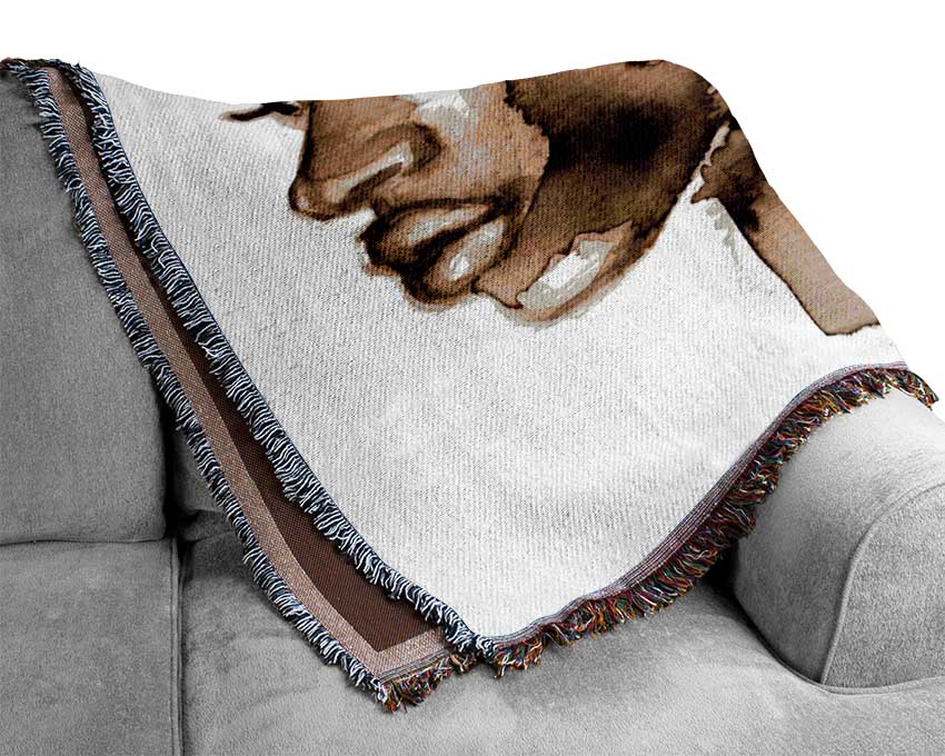 The Splatter Of Ink Portrait Woven Blanket