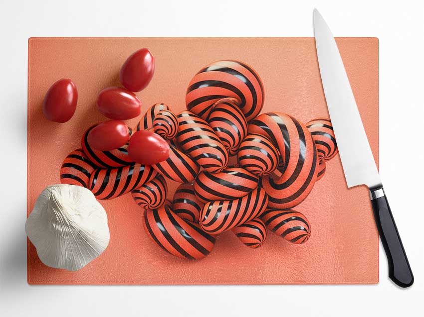 Twisty Stripey Mess Glass Chopping Board