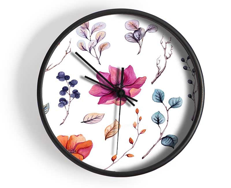 Selection Of Lovely Flowers Clock - Wallart-Direct UK