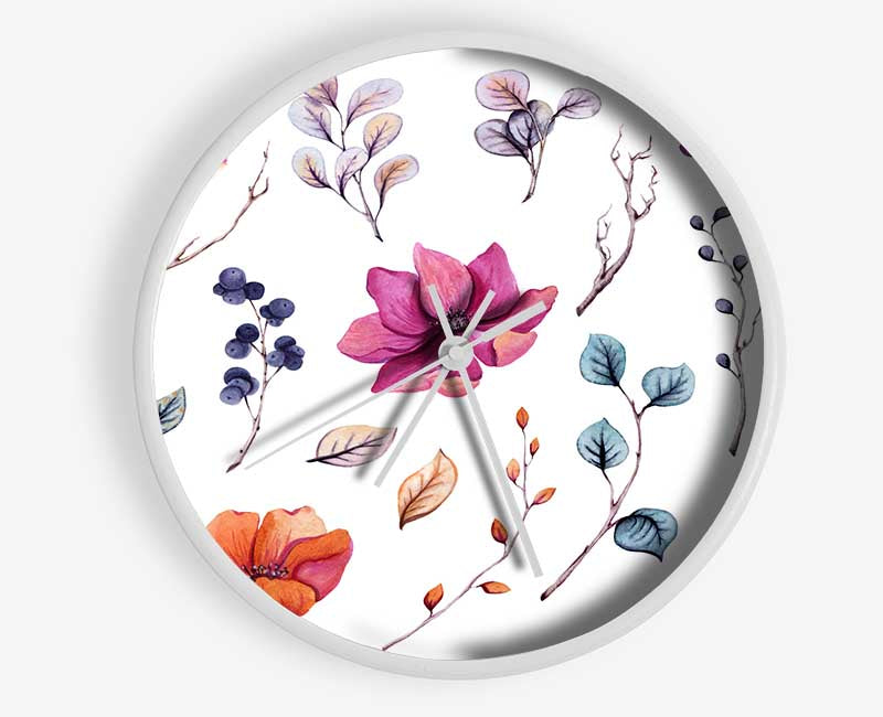 Selection Of Lovely Flowers Clock - Wallart-Direct UK