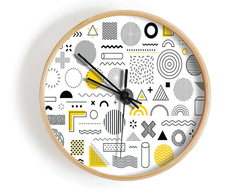 Mixture Of Shapes And Colours Clock - Wallart-Direct UK