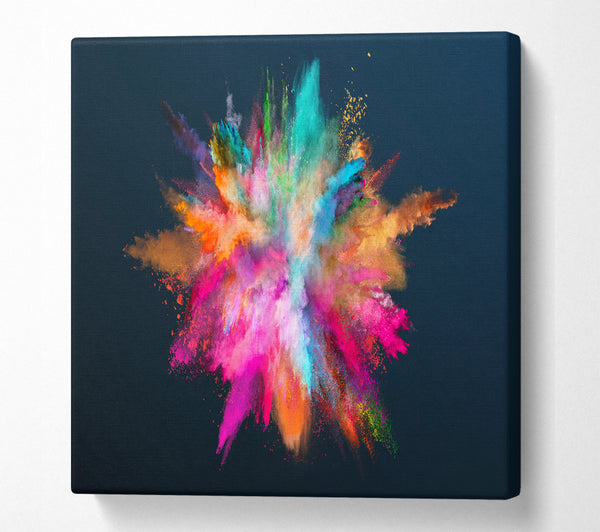 A Square Canvas Print Showing Explosion Of Paint Rainbow Square Wall Art