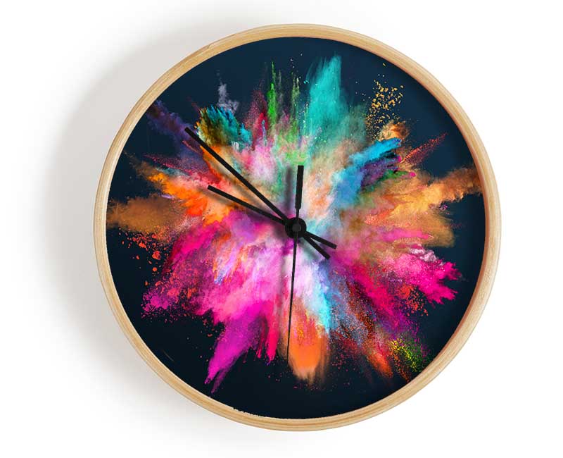 Explosion Of Paint Rainbow Clock - Wallart-Direct UK