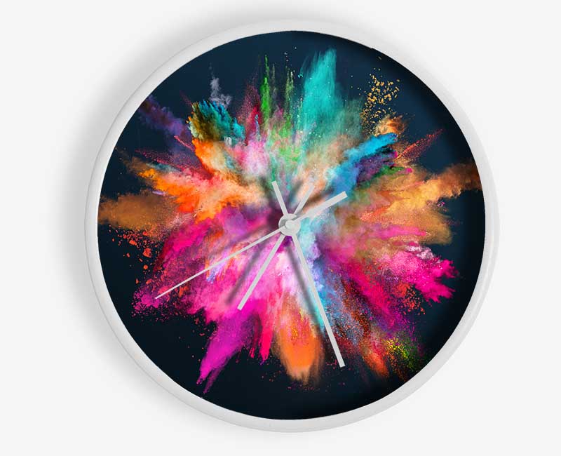 Explosion Of Paint Rainbow Clock - Wallart-Direct UK