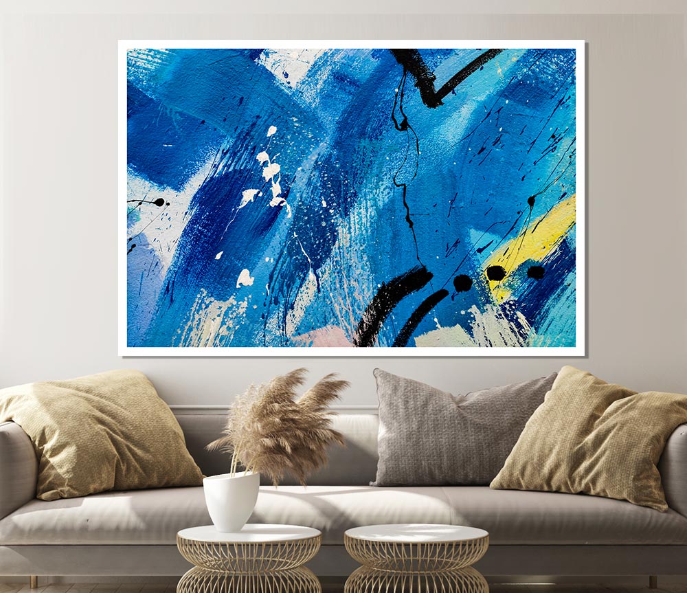 Broad Strokes Of Blue Paint Print Poster Wall Art