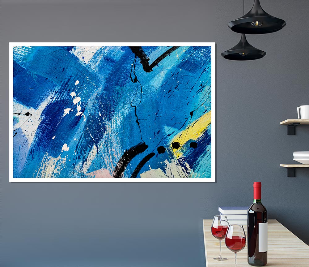 Broad Strokes Of Blue Paint Print Poster Wall Art